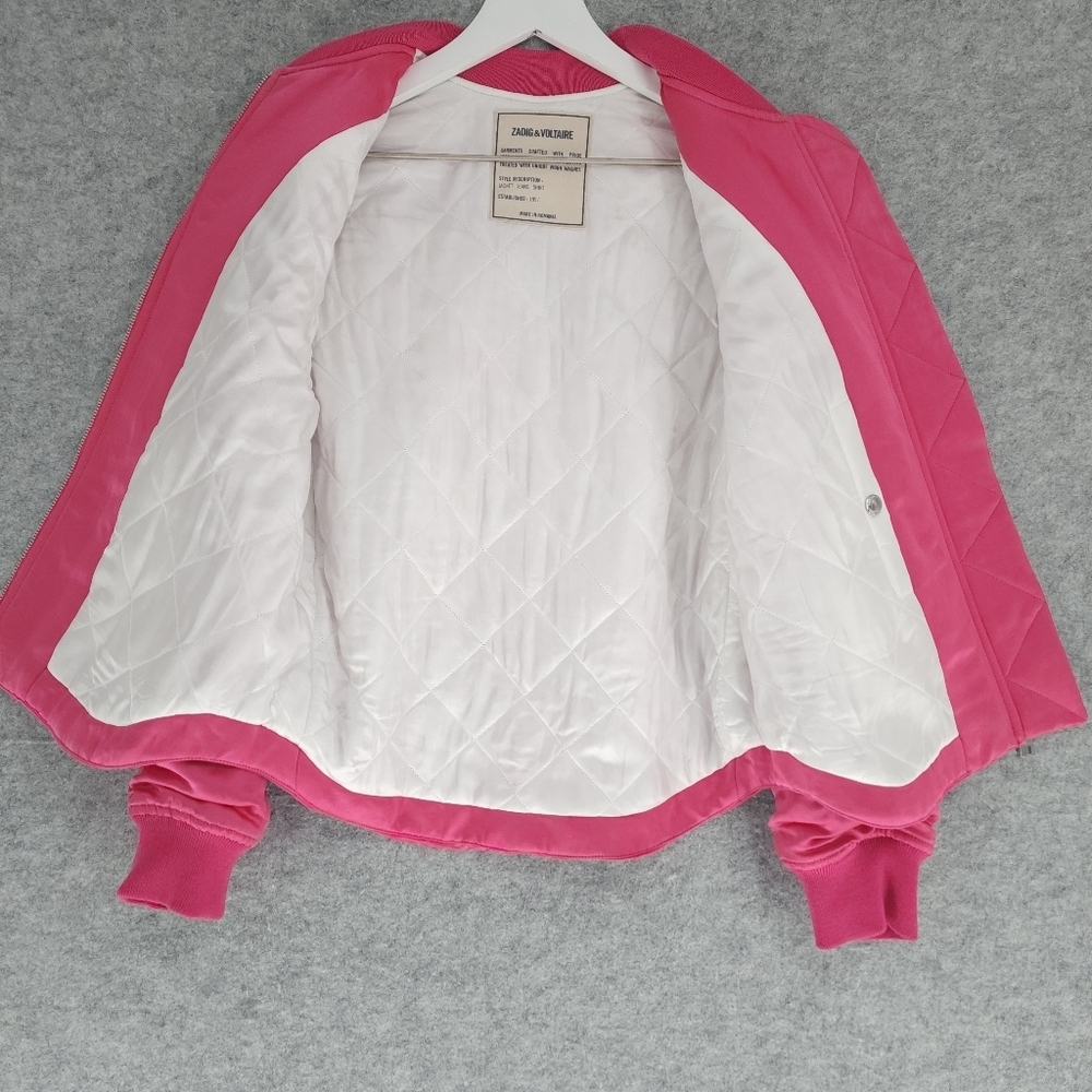 Zadig & Voltaire Ben Pink Fushia Bomber Jacket - Picture 5 of 10